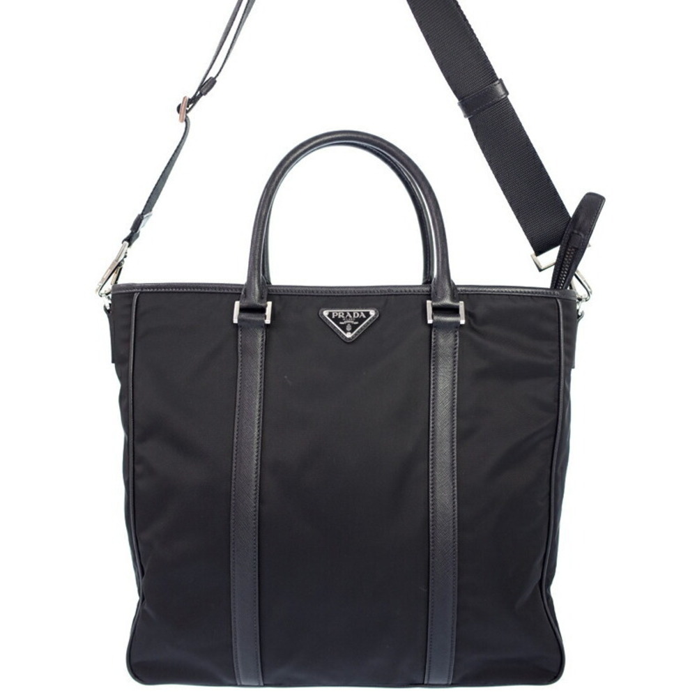 Prada ReNylon Saffiano Leather Tote Bag Nero Black